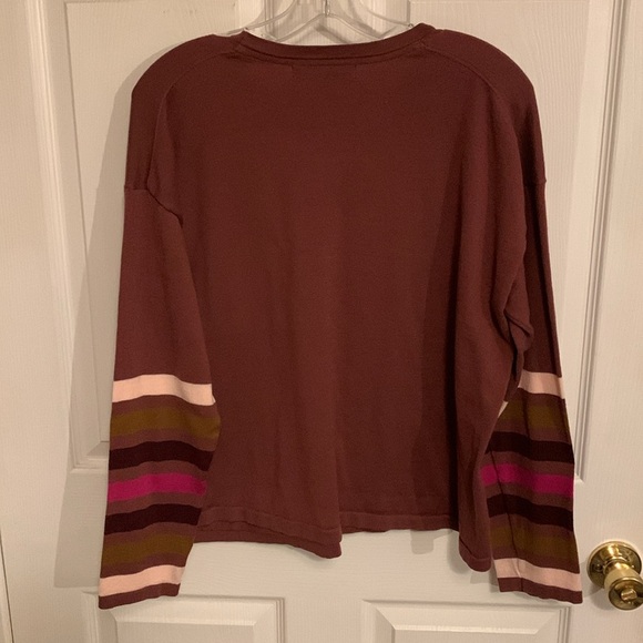 Title Nine Women’s Offsite Synergy Crew Neck Sweater Stripe SZ Large - Picture 2 of 11